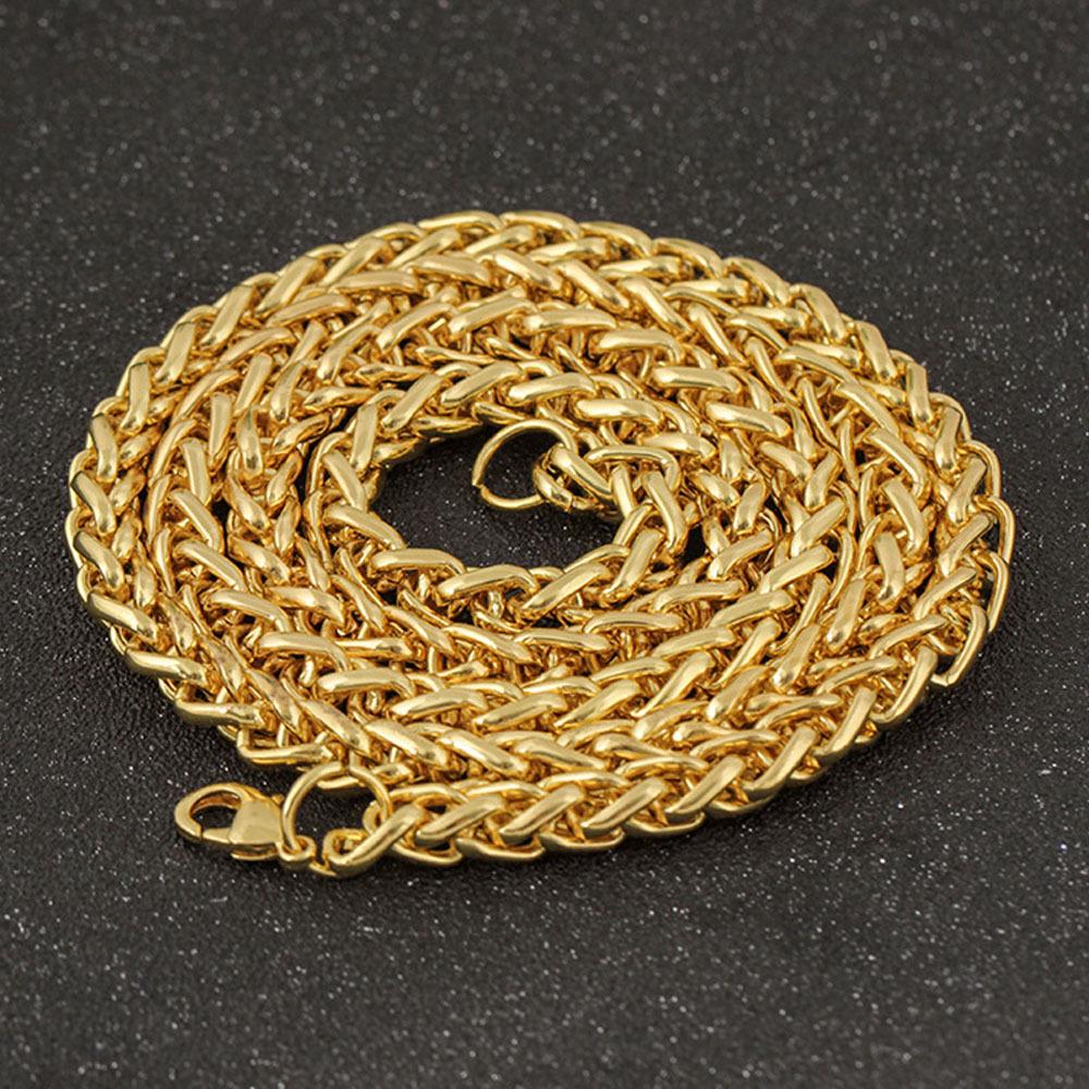 HNSP STAINLESS STEEL Twist Rope Chain Gold Color Necklace For Men Women Fashion Trends Accessories 3/4/5/6MM Thick