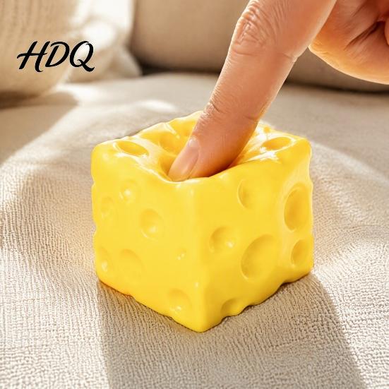 Cheese Stress Toys Simulated Triangle Squeeze Toy Cube Sensory Toy for Relief Ball Pinch Home Office Classroom Fidget Gadgets