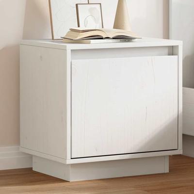 Vidaxl Bedside Table, White, 40X30X40 Cm, Solid Pine Wood