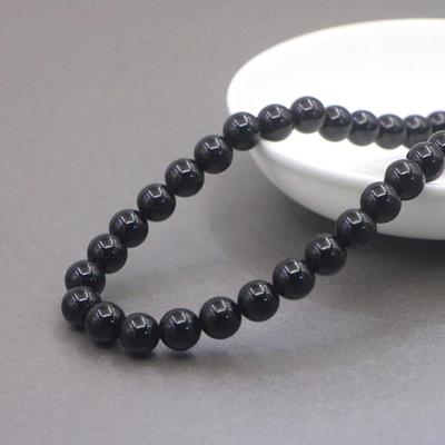 European & American Black Agate Crystal Beaded Necklace - Women's Light Luxury Clavicle Chain Sweater Accessory.