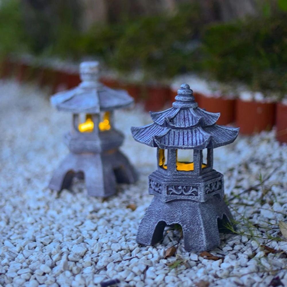 Exquisite Solar LED Pagoda Lantern Creative Solar Stone Tower Light Statue Light Courtyard