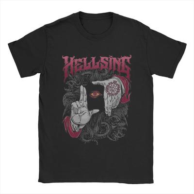 Hellsing Σκοτεινά Γοτθικά Ανδρικά T-Shirts Anime Πρωτότυπα T-Shirts Κοντομάνικο T-Shirt με Στρογγυλή Λαιμόκοψη 100% Βαμβάκι Γραφικά Ρούχα