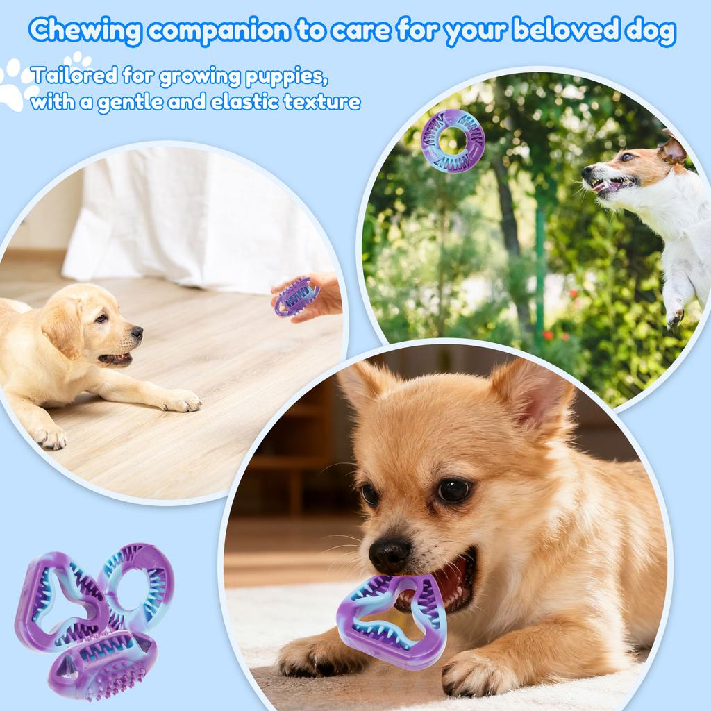3 Pcs Dog Chew Toys Puppy Teething Interactive Pet Toothbrush Toy Teeth Cleaning Durable Chewing Training for Small/Medium Dog