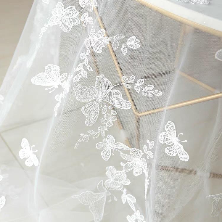 Three-Dimensional Butterfly Flower Embroidery Mesh Fabric Clothing Lace Fabric Wedding Dress Skirt Embroidery Veil Curtain