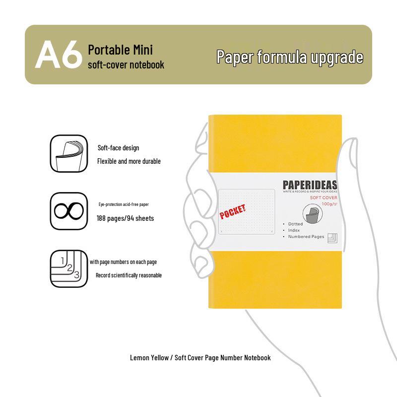 

PAPERIDEAS A6 Pocket Mini Grid Softcover Notebook Dotted Pages