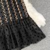 Fashion Temperament Waist Slimming Dot Mesh Flounces Fishtail Dress