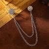 Metal Star Rhinestone Brooches Tassel Chain Crystal Lapel Pins Suit Coat Pin  Jewelry Accessories
