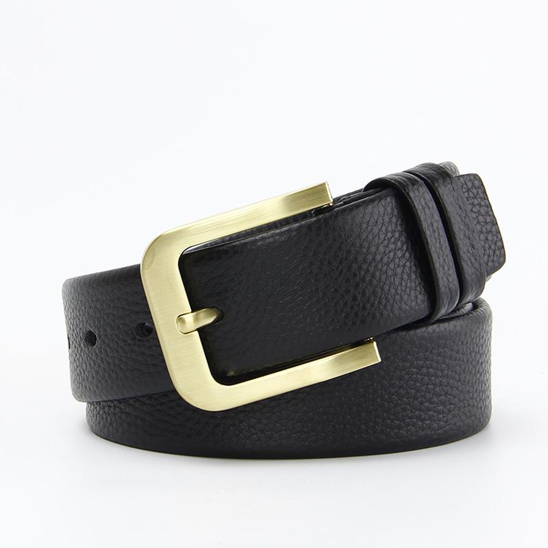 New Belt for Men's Genuine Leather Business Head Layer Cowhide Pin Buckle Belt Simple Classic Men's Trouser Belt