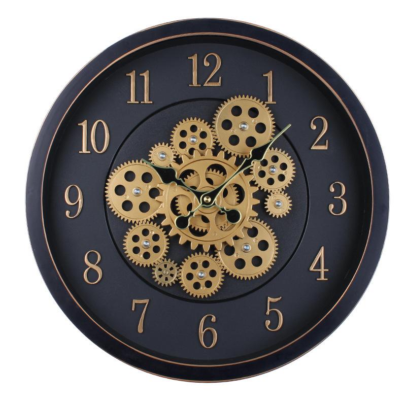 Industrial Retro Gear Wall Clock Old Craft Rotating Running Gear Clock Living Room Bedroom Wall Decoration Clock