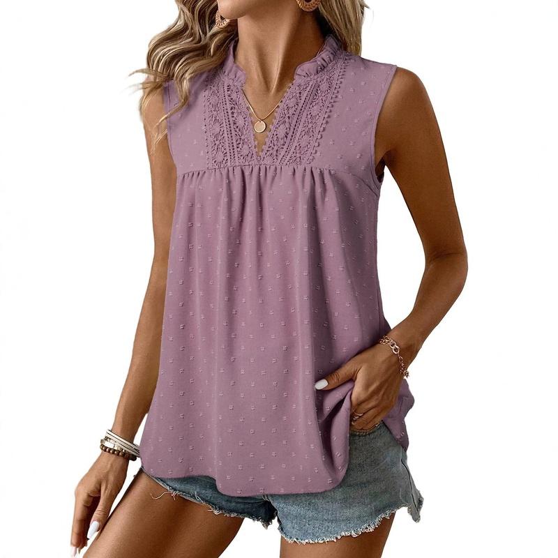 European Style Summer Fashion V-Neck Color Block Casual Sleeveless