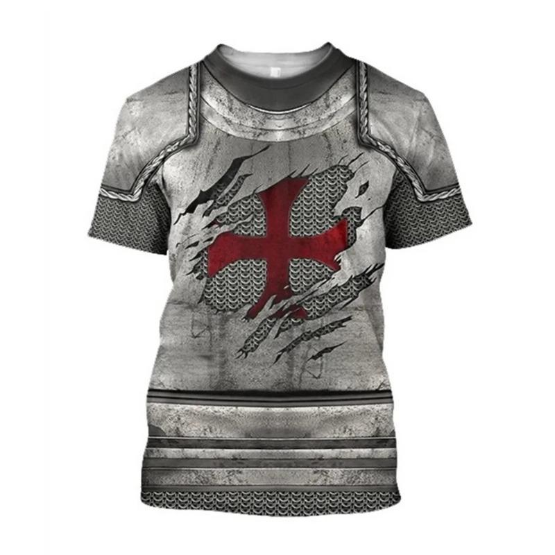 

3D Print Knight Medieval Armor Graphic T Shirt For Men Summer Casual Round Neck Short Sleeve Tshirts Men s Hip Hop Tshirts Top 2XL