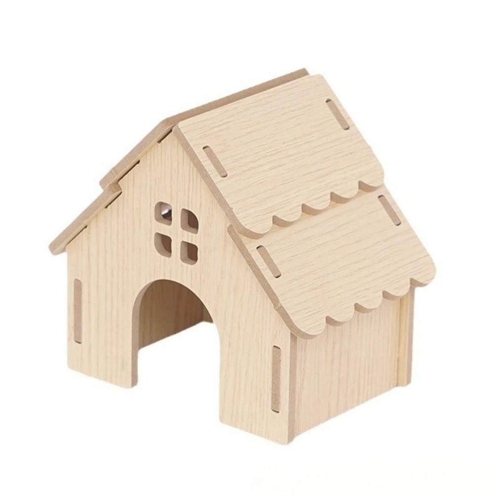 Durable Hamster House Natural Wooden Small Pets Hideaway New Hamster Hide Villa for Chinchilla