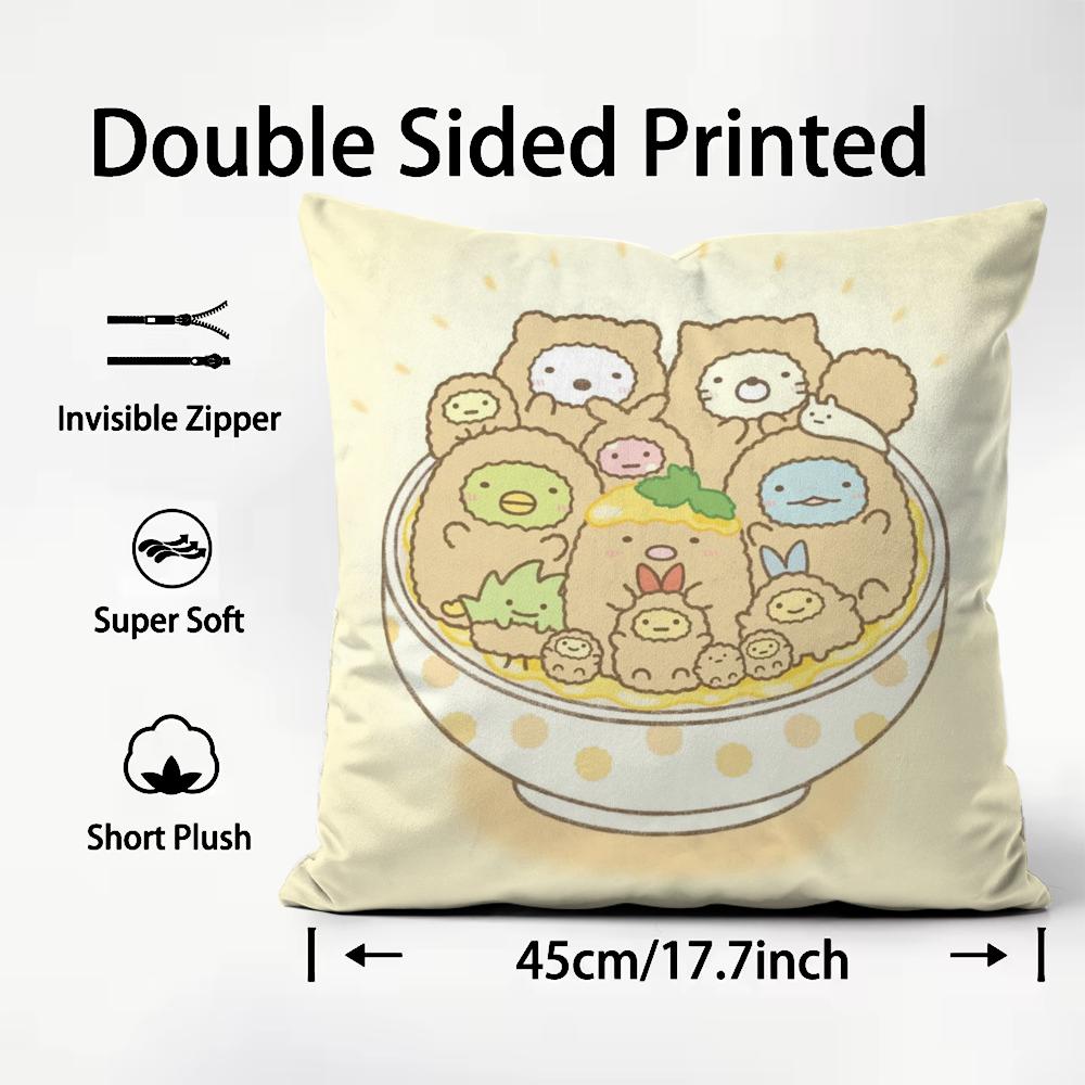 S-Sumikko Cute G-Gurashis Cushion Cover Pattern Printed Pillowcase for Living Room Sofa Cushion Cover & Bedroom Decor