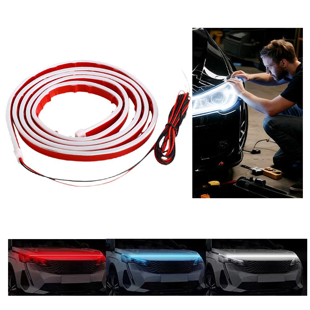 Scan Starting LED Car Hood Light Daytime Running Light Universal Flexible Dynamic Car DRL 12V Ambient Decorative Light Strip
