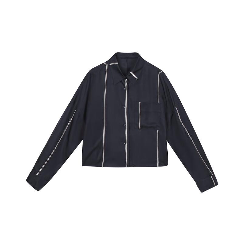 LESS 2024 Autumn Mulberry Silk Striped Shirt