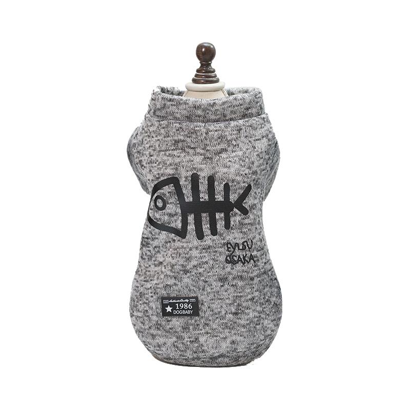 Fish Bone Print Pet Clothes for Small Dogs Cats Cozy Cotton Puppy Dog Cat Hoodie Coat Yorkies Chihuahua Sweatshirt Pets Clothing