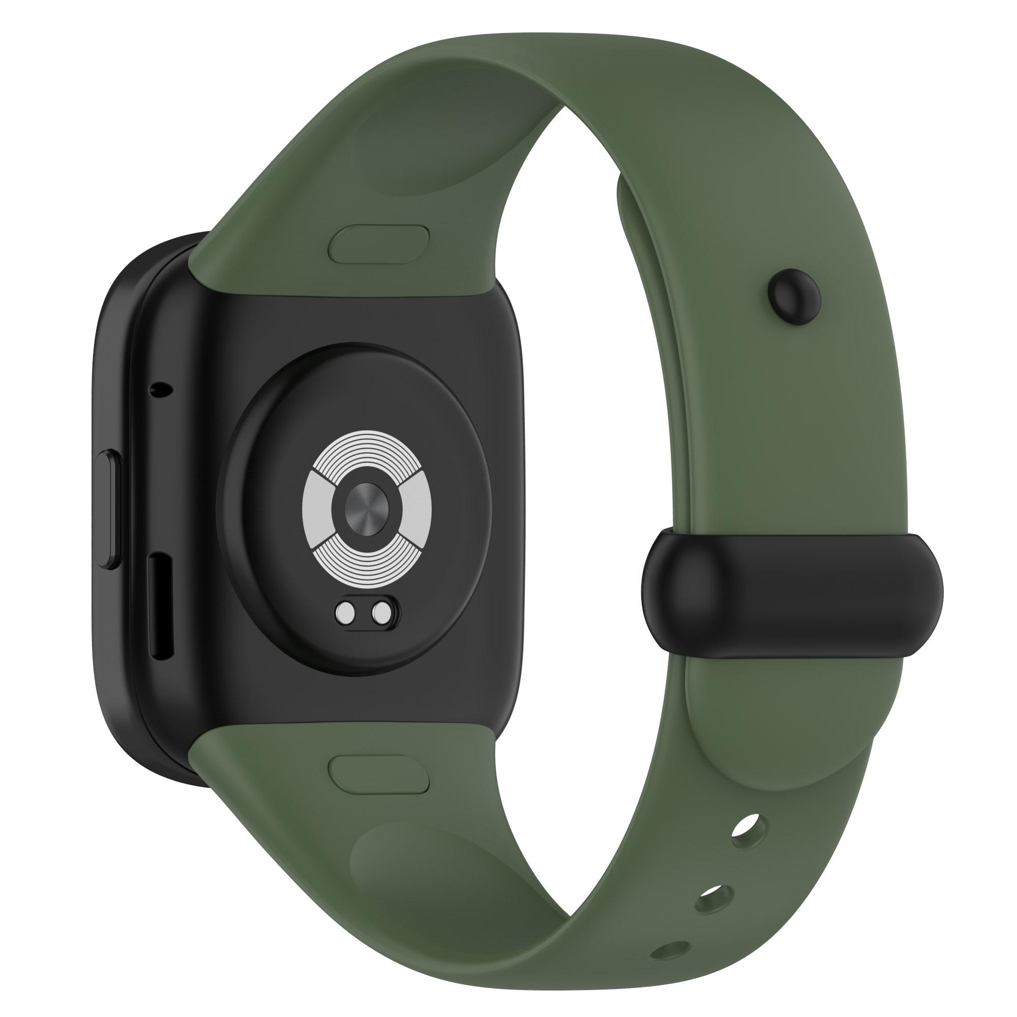 

Watch Band for Xiaomi Redmi Watch 3 Soft Silicone Strap with Button Buckle Light Green/Black