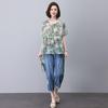 Women's Summer 2025 Casual Suit: Short Sleeve Fashionable Two-Piece Jeans Set for Middle-Aged Moms