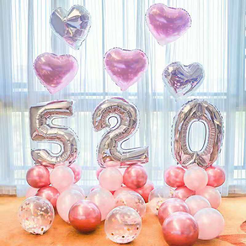 520 Valentine'S Day Confession Surprise Romantic Scene Decoration Bedroom Wedding Room Balloon Atmosphere Arrangement