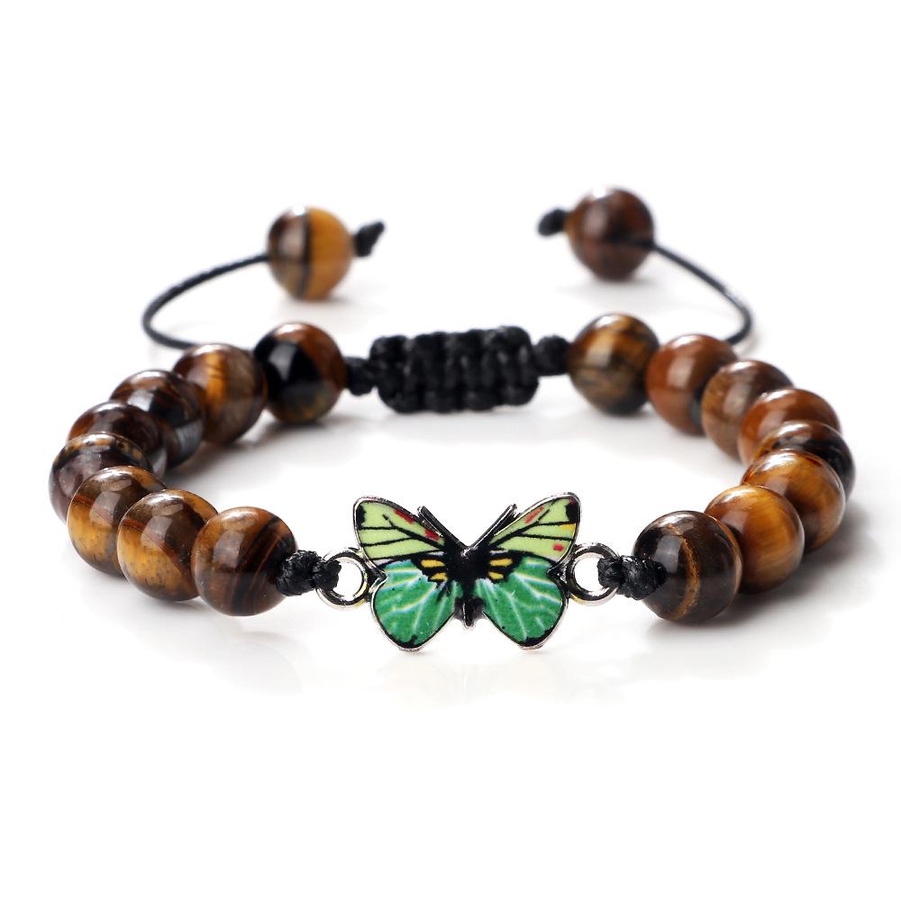 Adjustable Hand-Woven Bracelet with Butterfly Pendant for Women, Men's Gift, In Stock
