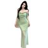 2026 Green Fairy Spaghetti Strap Floral Fishtail Dress – Petite, Sexy, Chic & Hip-Hugging