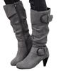 New Autumn and Winter Boots, Women's Shoes, Knee-length Mid-boots, High-heeled Belt-buckle Ankle Boots