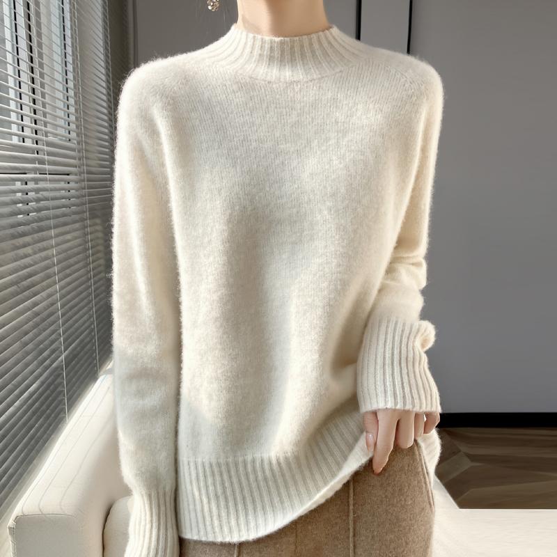 Women's Cashmere Sweater Qinghe Cashmere 30% Cashmere 70% Wool Autumn and Winter Pullover Warm and Fashionable