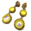 Lily-Crystal [P3690] - Clips d'oreilles artisanales 'Callas' jaune doré - 10x3 cm