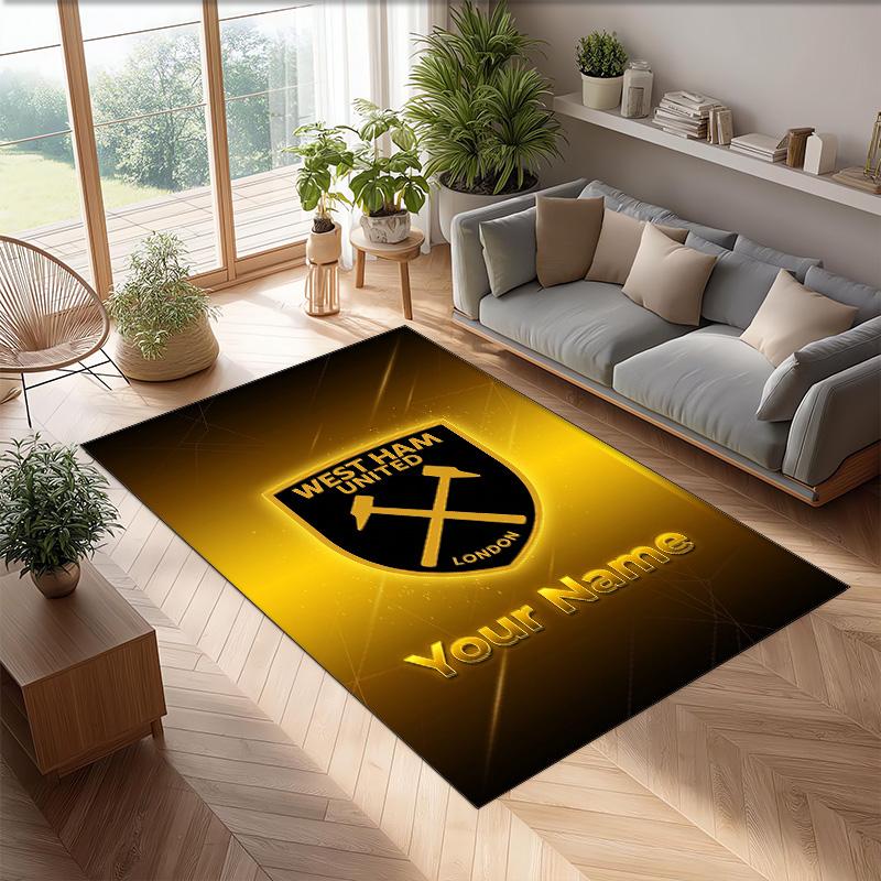 West Ham United FC Printed Crystal Velvet Rug Non‑Slip Crystal Velvet Carpet For Sofa Bedroom Indoor Home Decoration