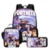 3Pcs Set School Backpack With Front Pocket & Lunch Bag & Pencil Bag,Fortnite Cartoon For Age 6-10,Lightweight For Boys & Girls