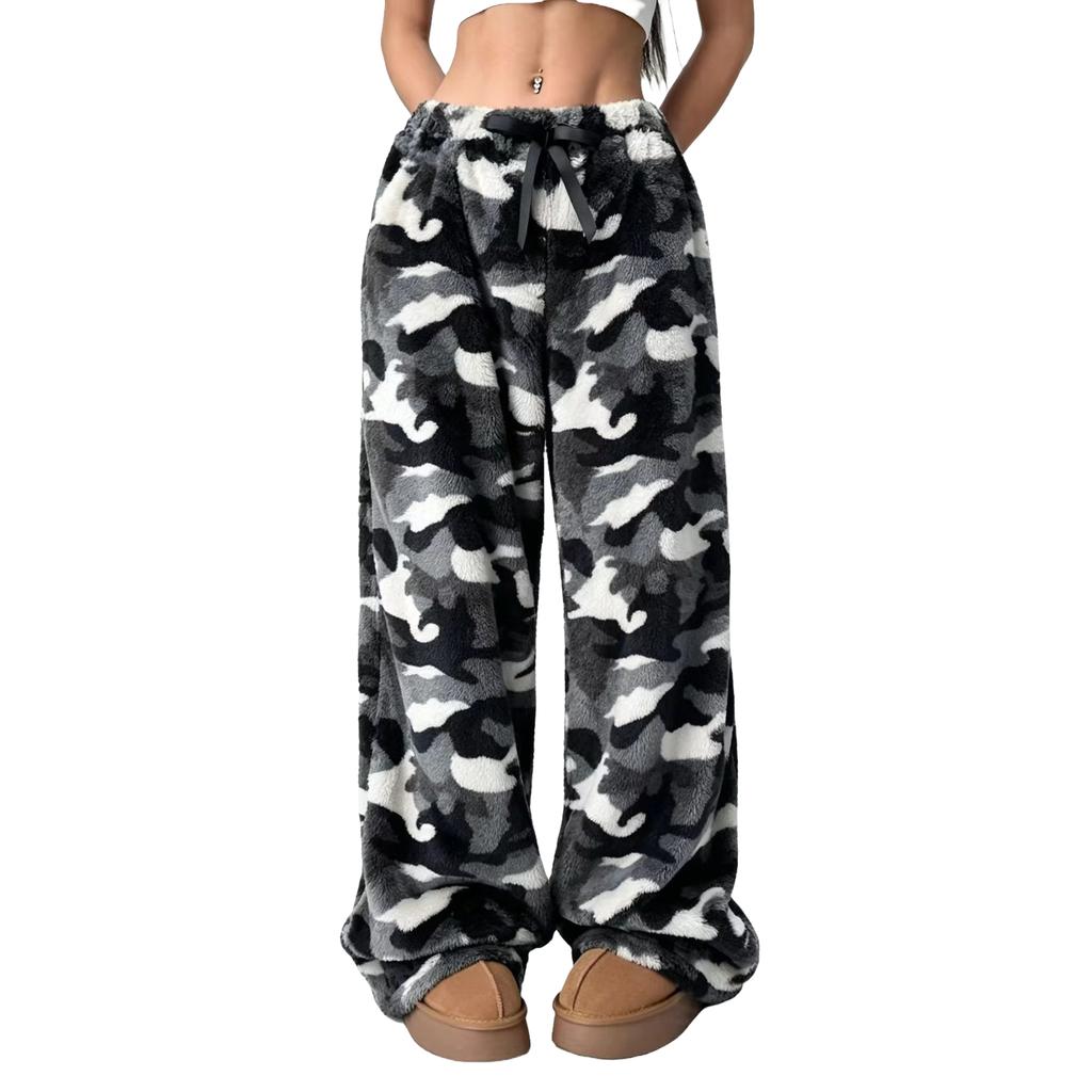 Women's Wide Leg Print High Waist Loose Fit Casual Pants for Everyday Wear