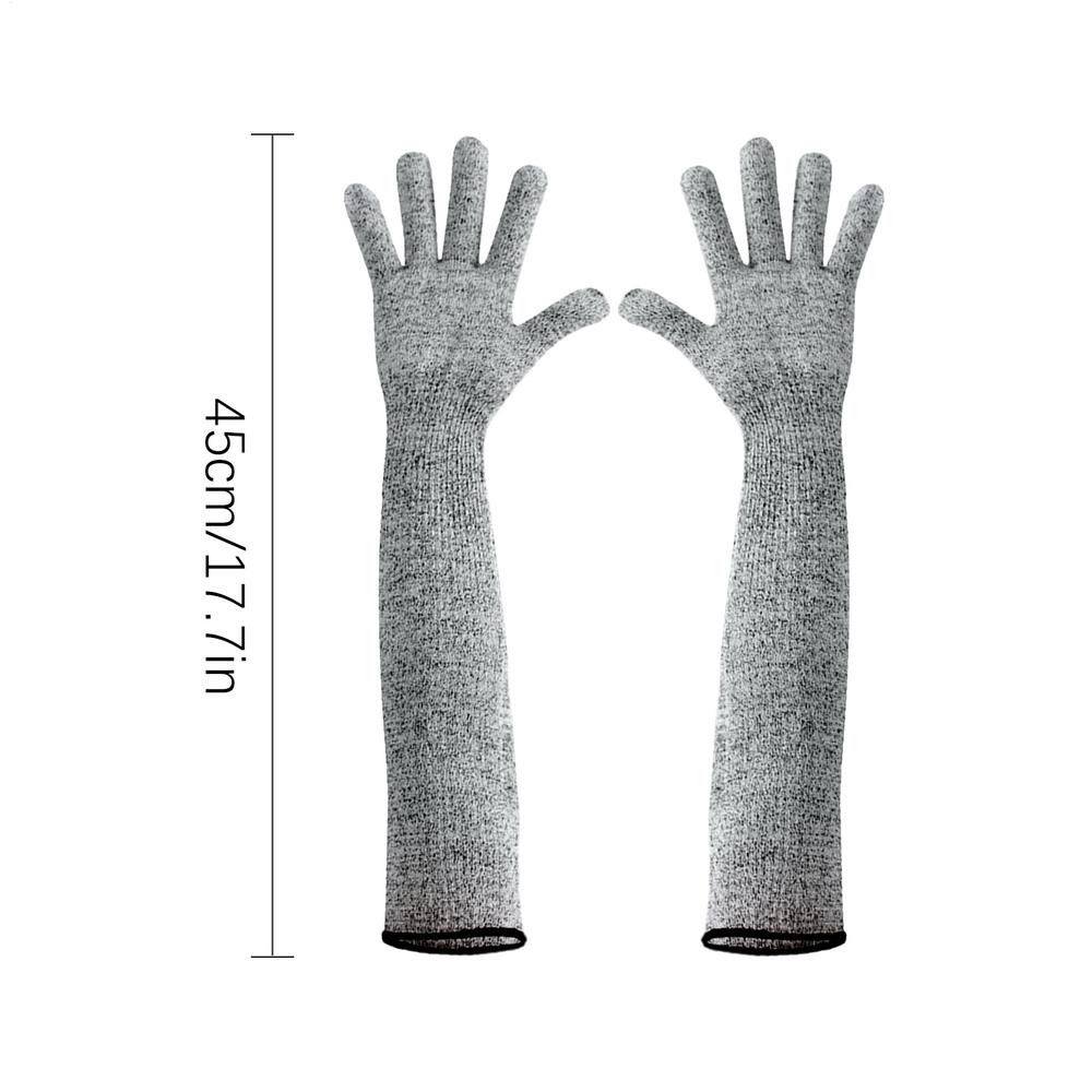 

1pair HPPE Cut Resistant Anti-Puncture Work Protection Arm Sleeve Cover Anti-cut Level 5 Safety Work Gloves Cut Gloves 45cm серый