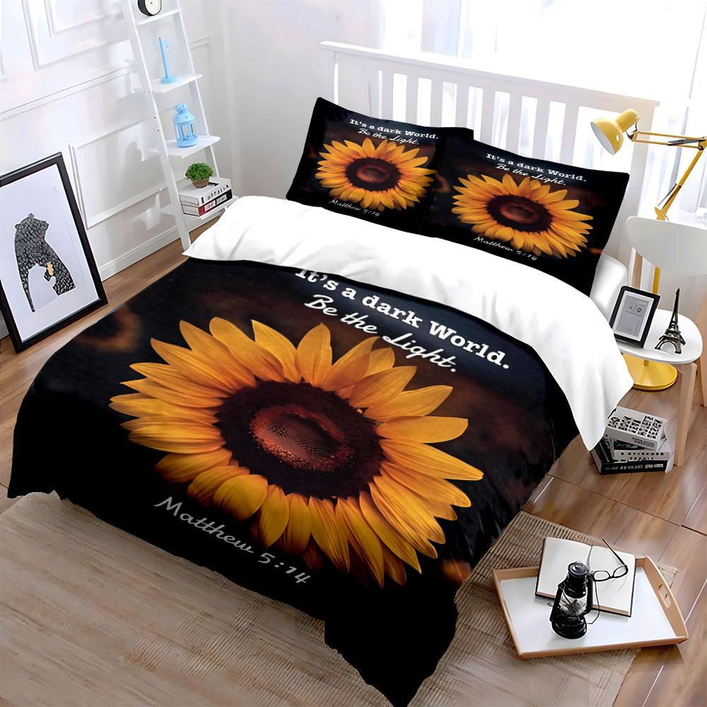Sunflower with Text Pattern. Bedding Sets Duvet Cover Sets Duvet Covers Pillowcases(1*Duvet Cover 2*Pillowcases Without Duvet Insert)