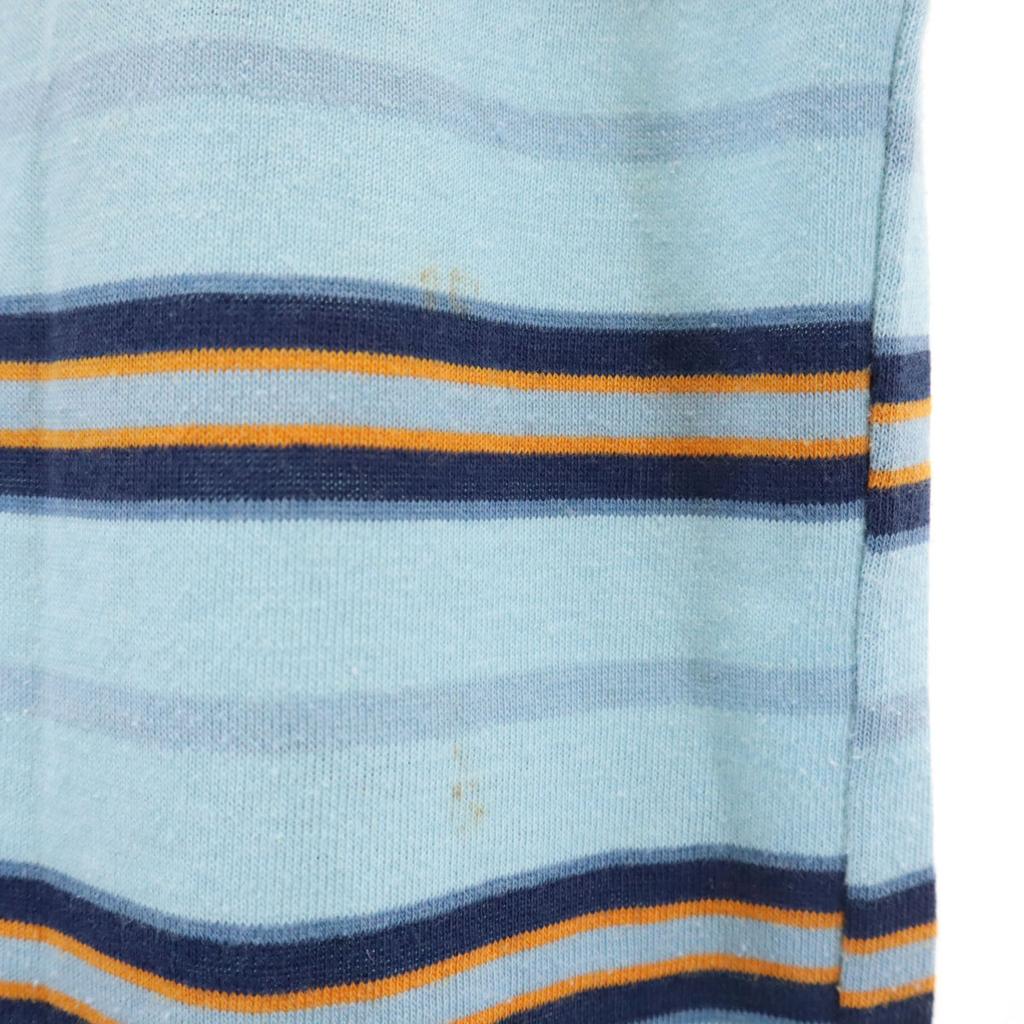 K mart 70s 80s vintage Border Pattern Short sleeve T-shirt Blue Poke T Men's Used
