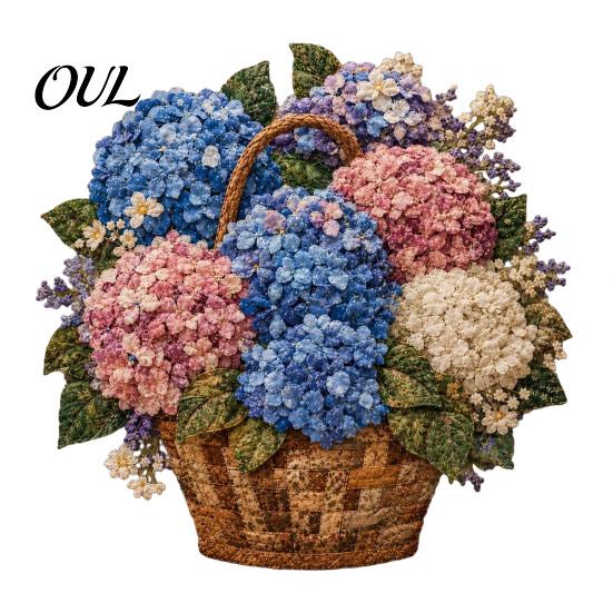 Handgefertigte Heimdeko-Projekte Blumenkorb Patchwork DIY-Set, Schichtblumen Bastel-Entspannungs-Bastelhobby für Frauen 3D Floral