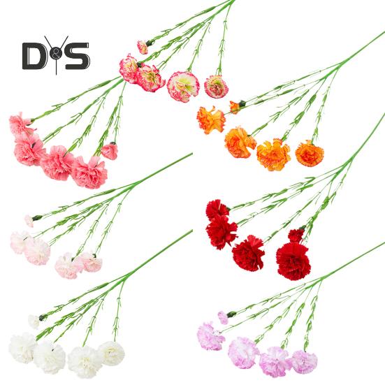 Artificial Flower 1 Branch Realistic Easy Care 5 Forked Beautiful Romantic Wedding Artificial Carnation Party Supplies