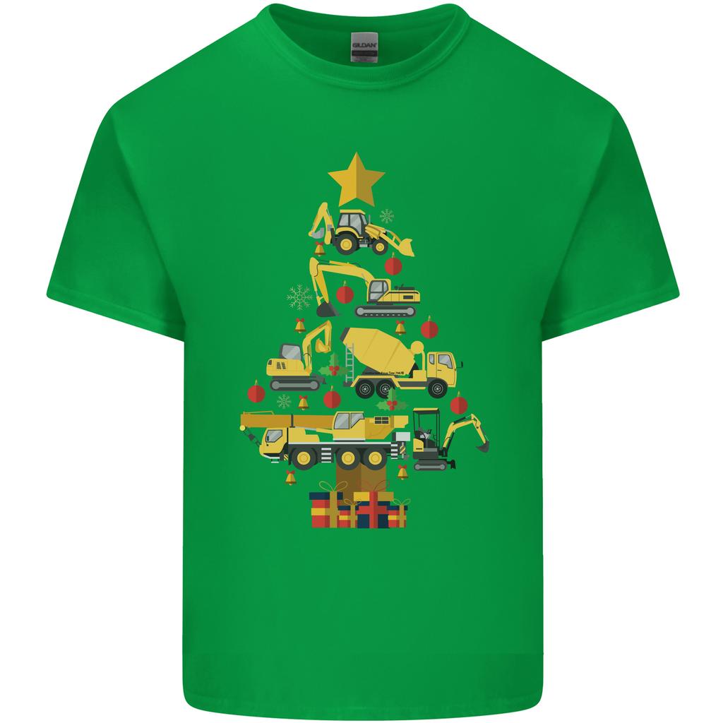 Construction Christmas Tree Digger Lorry Crane Unisexs Light Cotton TShirt