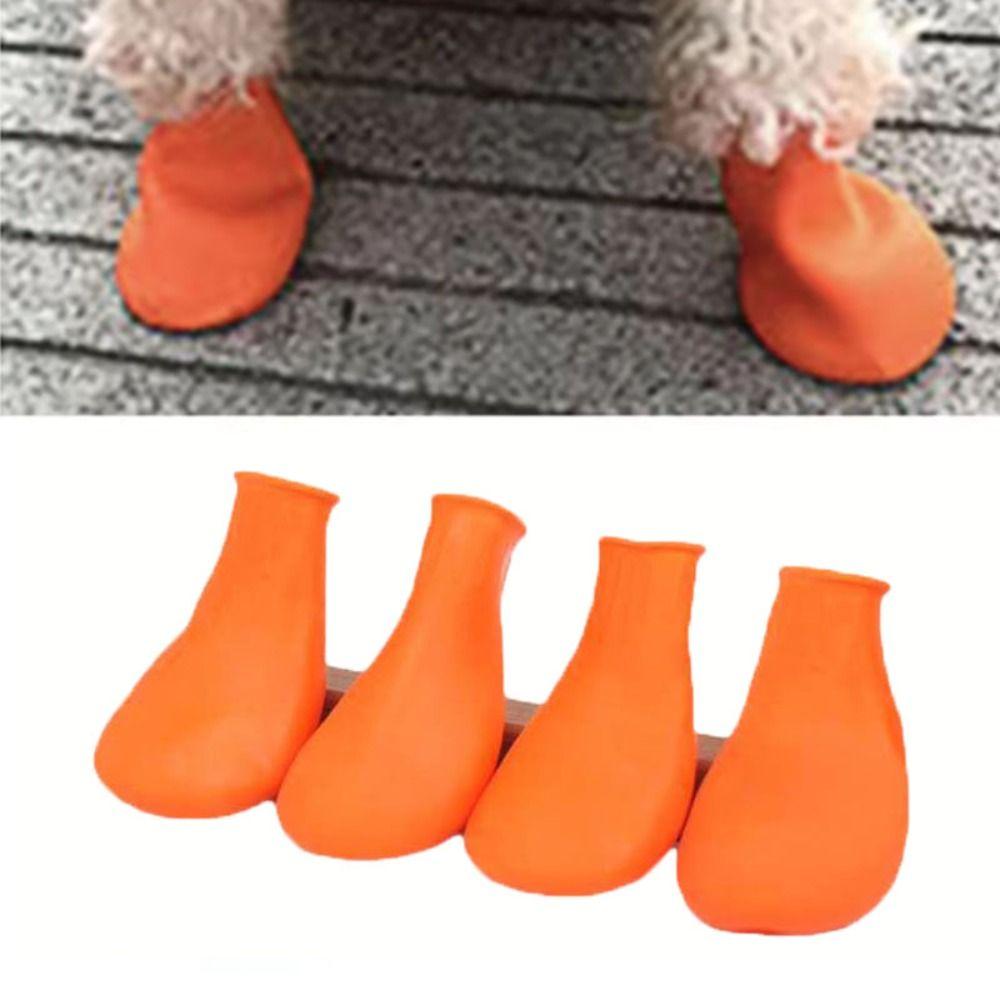 4 Stück Wasserdichte Hunderegnschuhe Anti-Rutsch Haustier-Hunderegenstiefel Haustier-Pfotenschutz Haustier-Socken Welpe