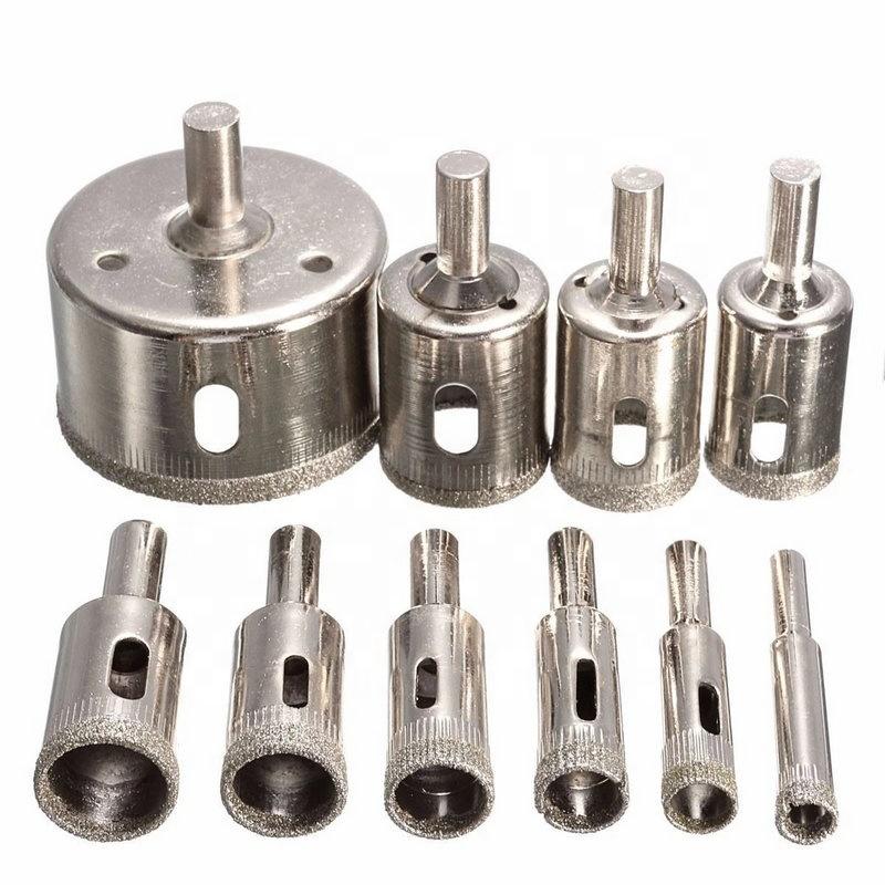 Set di Punte da Trapano in Acciaio 10pz Rivestite in Diamante HSS per Utensili Elettrici 6mm-30mm Sega a Tazza per Piastrelle Marmo Vetro Ceramica Punte da Trapano
