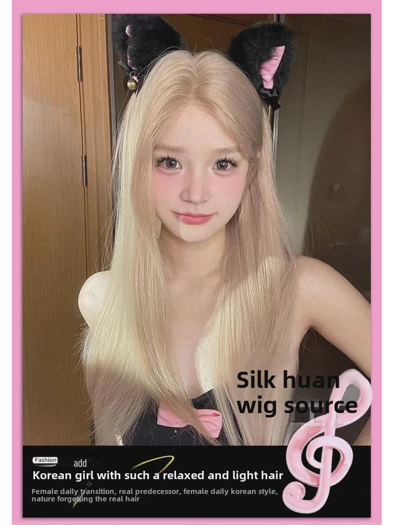 Sihuan Long Straight Lace Wig - Natural Beige Gray Gold, Lolita Style