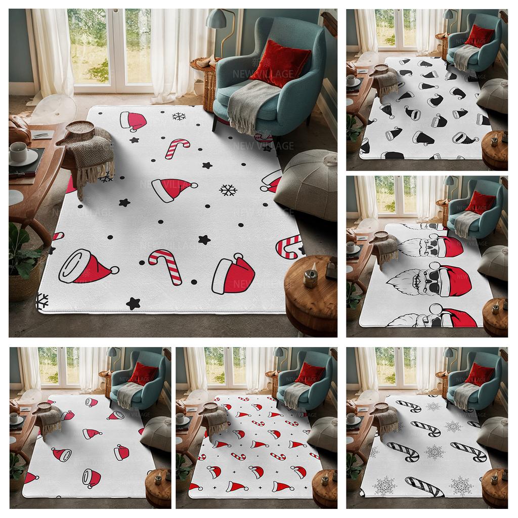 House Entrance Carpet Home Door Mat Living Room Bath Foot Bathroom Non-slip Water Absorption Rugs Bath Merry Christmas Winter