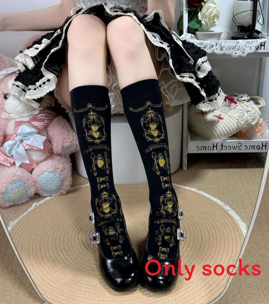 Summer Velvet Lolita Cartoon Knee Socks With Color Block Pattern For Women And Men
