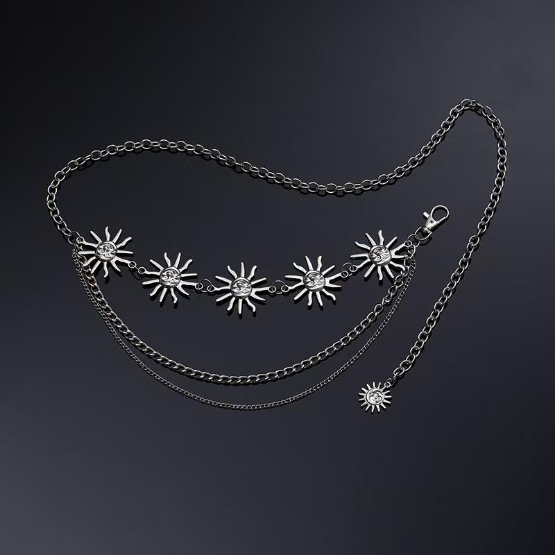 Catena da vita in metallo a girasole multistrato regolabile per donna