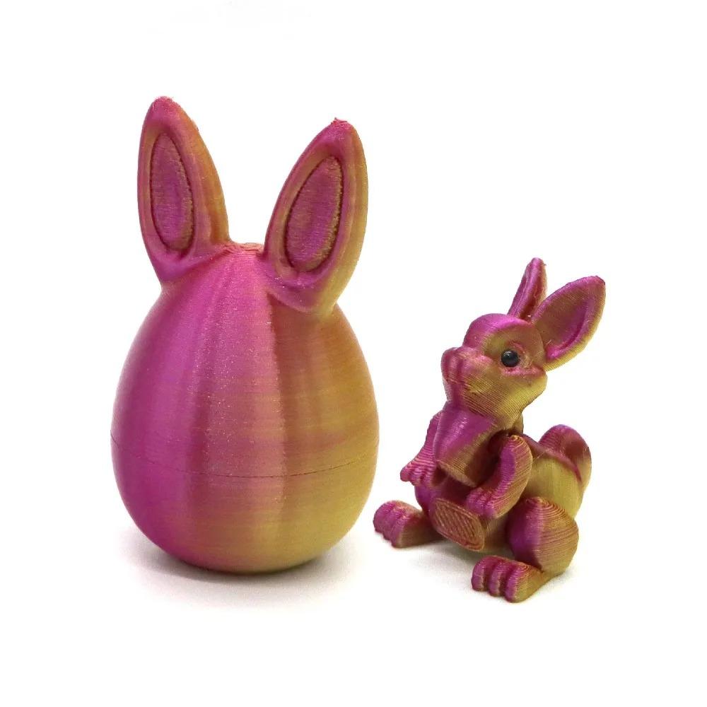 Creative 3D Printed Rabbit Egg PLA Joint Movable Mini Bunny Surprise Egg Colorful Cute Easter Decoration Easter Decoration