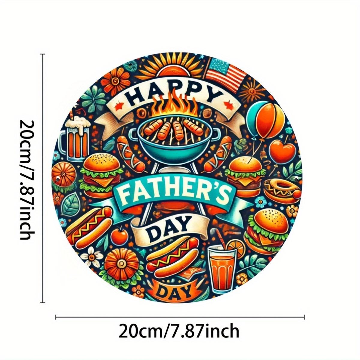 

2d Плоский 20*20см, Вінтажний Круглий Дерев яний Настінний Знак до Дня Батька, Вінтажна Дерев яна Декоративна Тарілка для Домівок, Кафе, Офісів та Барів, Класичний Дерев яний 20*20cm