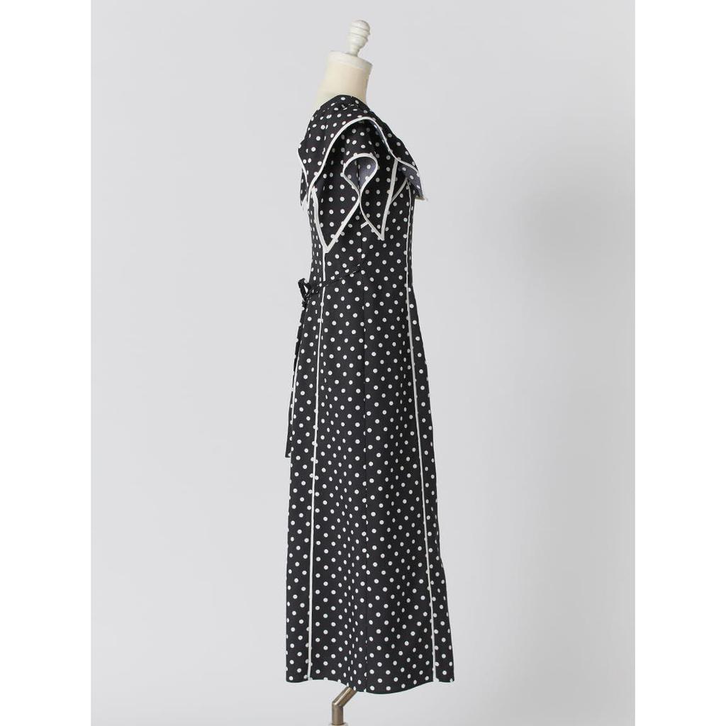 Used New [Snidel] Ruffle Collar Print Dress SWFO261136 Women's BLK 00