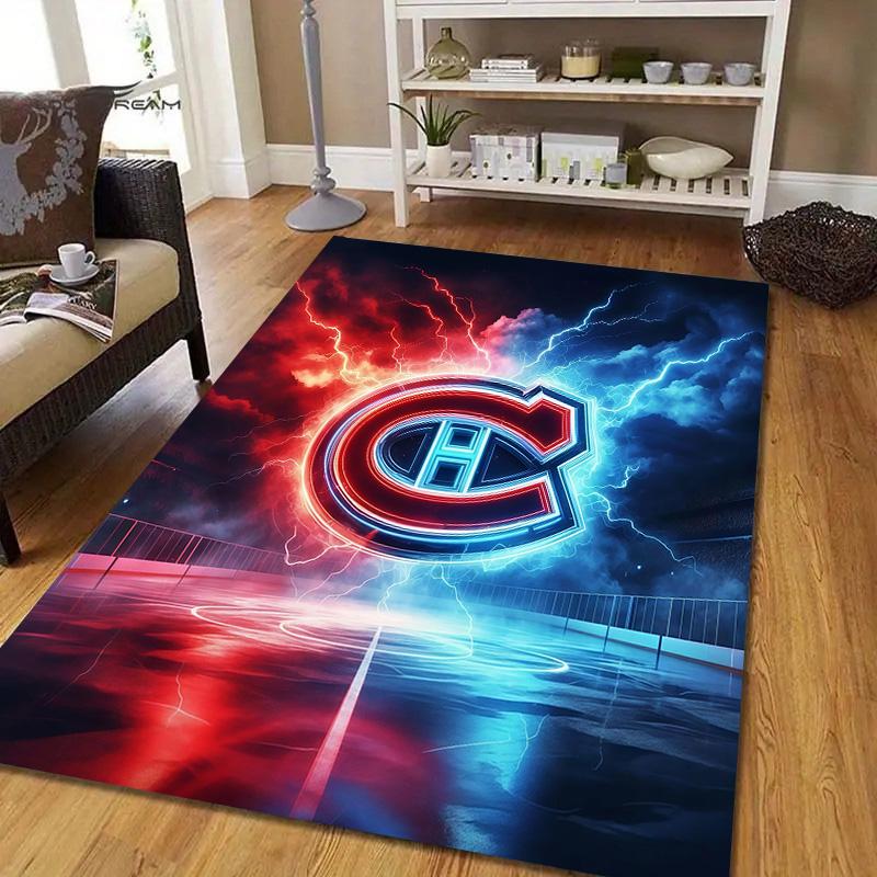Montreal Canadiens2 Flannel Pattern Square Carpet,Area Rug,Carpet Rug for Living Room Bedroom Sofa Playroom Decor,Non-slip Floor Mat