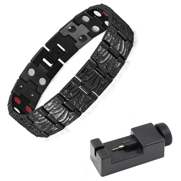 Brățară cu lanț magnetic de terapie, culoare aur roz punk greu de 15 mm, pentru bărbați și femei, oțel inoxidabil negru rock, brățară health pentru bicicletă, bijuterii