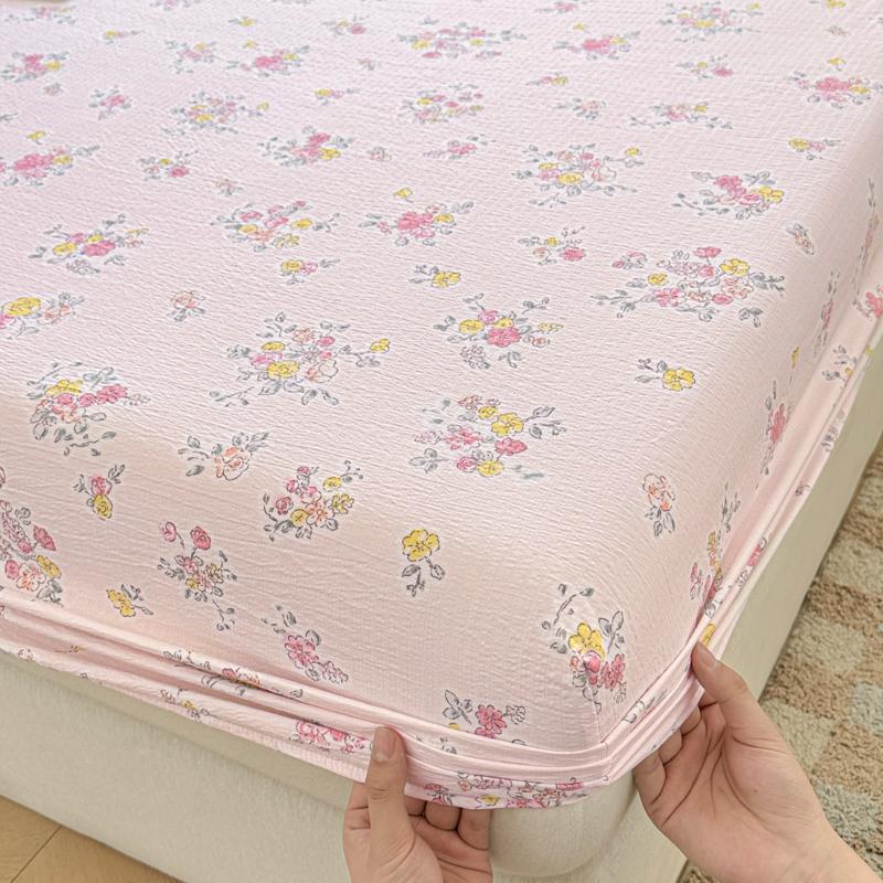 Flower Printed Fitted Bed Sheet Pink Color sabanas150x200 Single/Queen Size Mattress Protector Soft King Size Bed Sheets for Bed