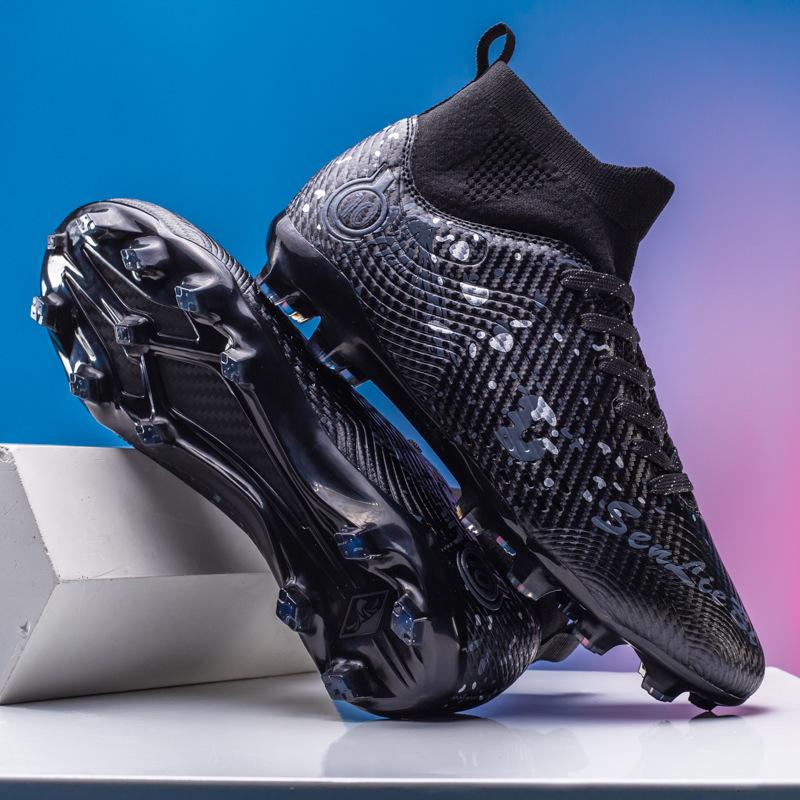 New high-top football shoes with long broken nails Amazon men's and women's football shoes grass student training shoes